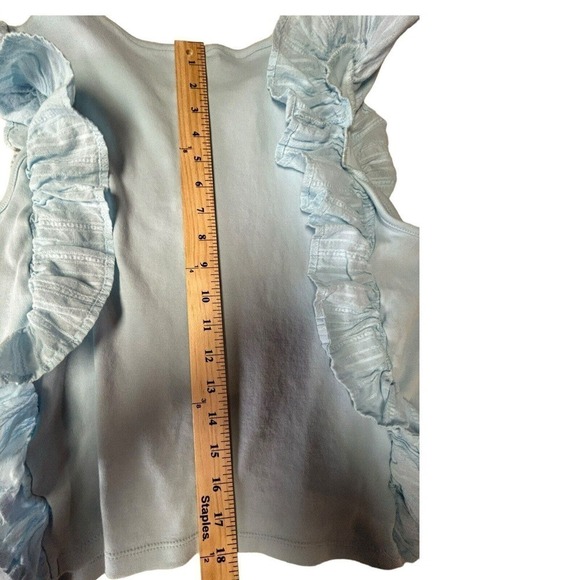 Calligraphie Ruffled Blue 100% Cotton Top Size L - Picture 7 of 9